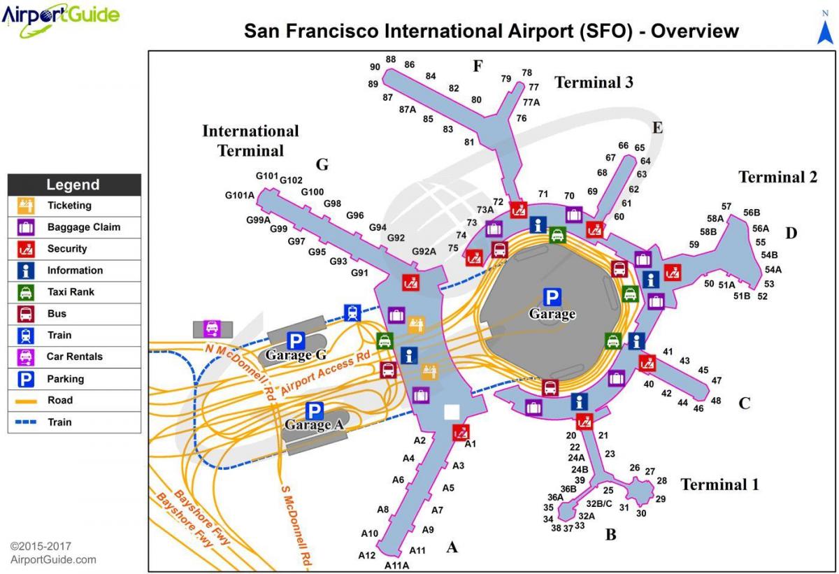 карта терминала аэропорта Сан-Франциско