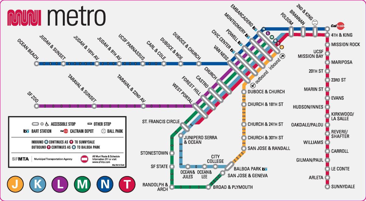 карта станций метро Сан-Франциско
