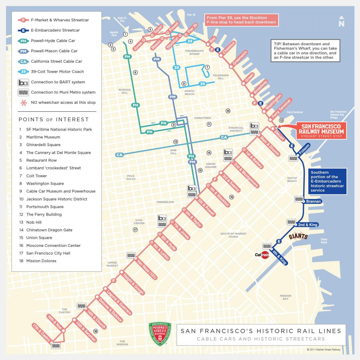 карта трамвайных станций Сан-Франциско